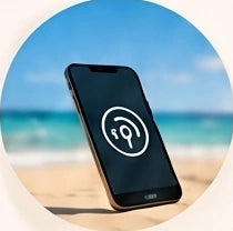 Téléphone NFC sur la plage